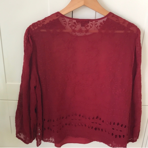 J CREW | Sheer Embroidered Button Shoulder Blouse - Picture 5 of 8